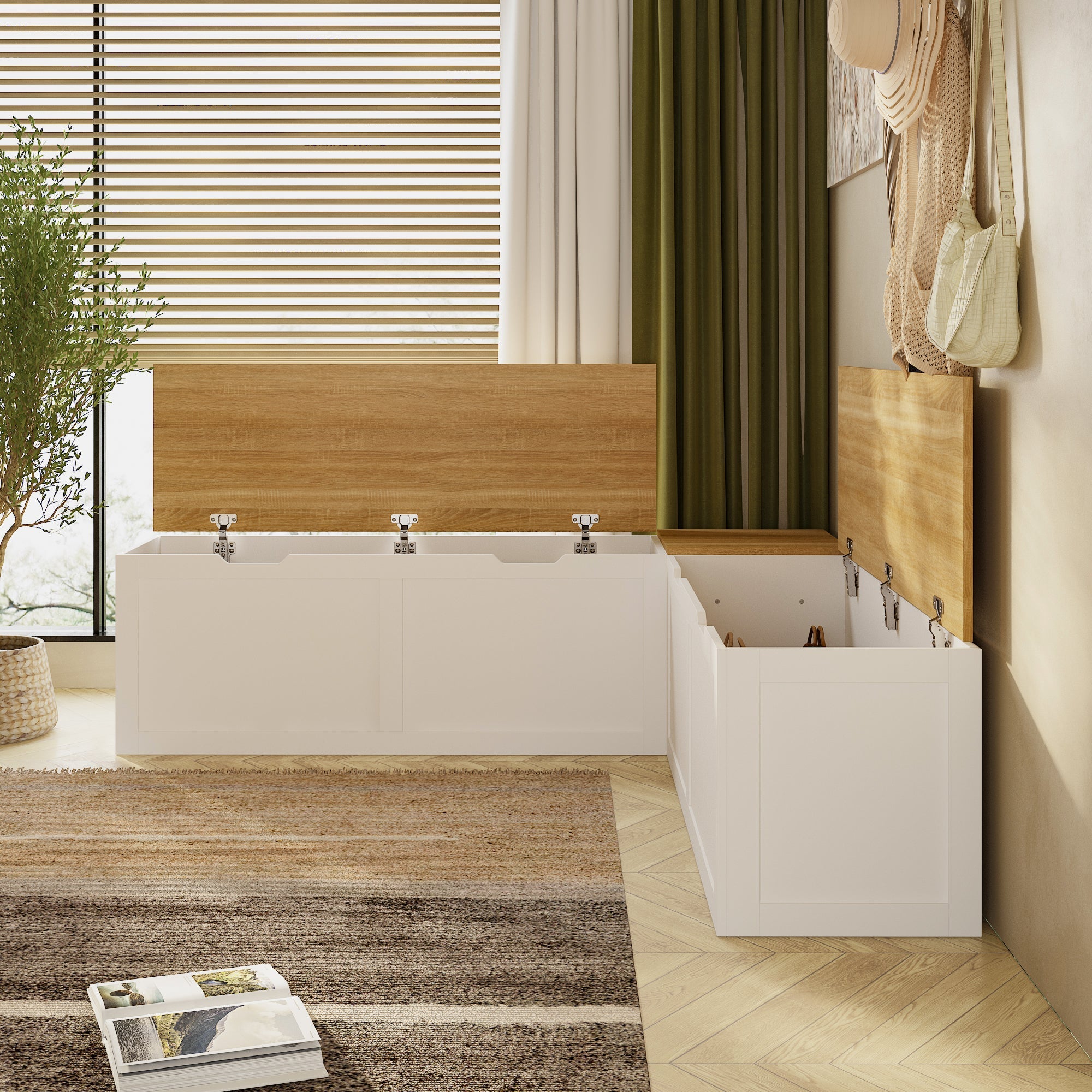 Corner Shoe Storage Bench