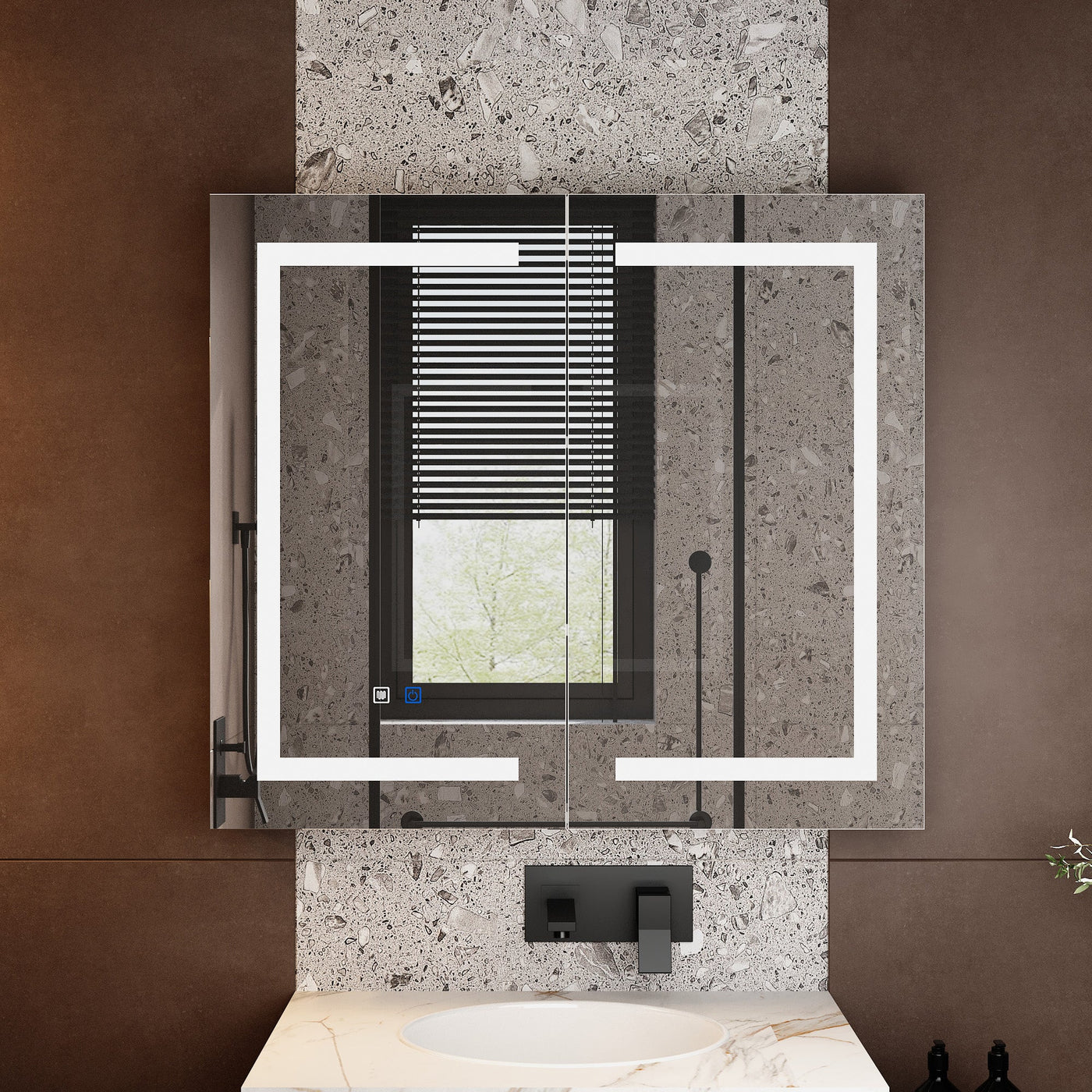 35.4" Modern Frameless Medicine Cabinet with Mirror and 3 Shelves