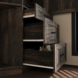 31.5 inch Trapezoid Brown Bookcase Storage Cabinet with 4-Tier Shelves