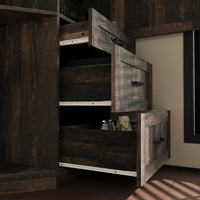 39.3" Trapezoid Brown Bookcase Storage Cabinet with 5-Tier Shelves