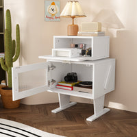 18.9" Modern Creative White Nightstand With Robot Shape And 360°Rotation