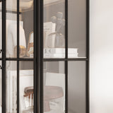 70.9 inch Black Glass Display Cabinet with LED Lighting