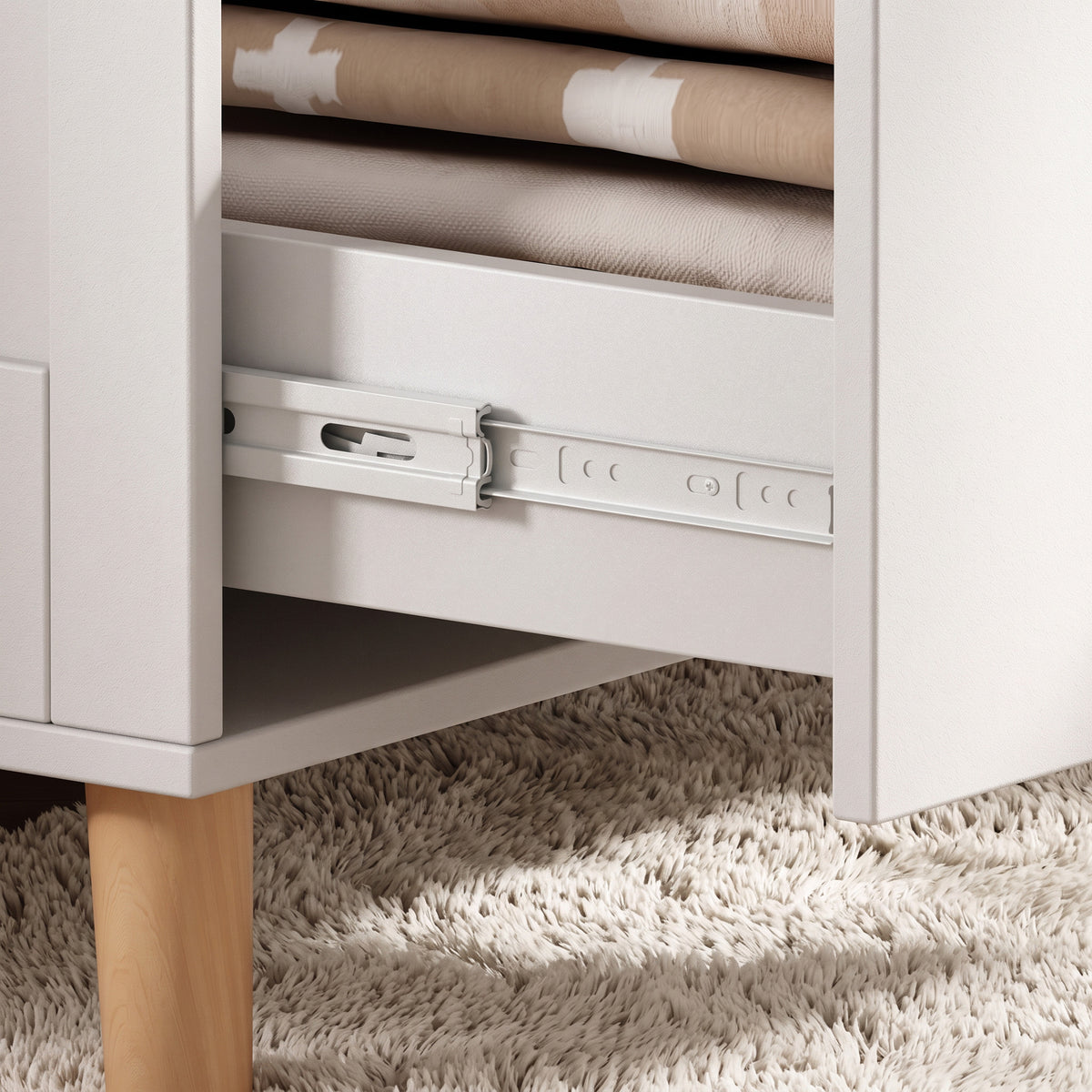 47.2" Modern White Changing Table Dresser with 3 Drawers & 2 Storage Cabinets