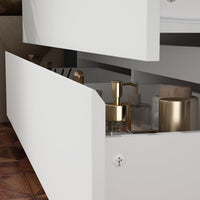 102.4" Modern White Convertible Vanity Table Makeup Vanity With 9 Drawers