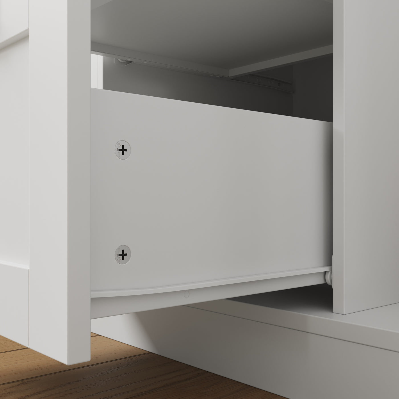 31.5" Contemporary White China Cabinet with Glass Doors & Drawers