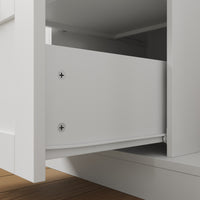 31.5" Contemporary White China Cabinet with Glass Doors & Drawers