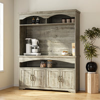 53.7" Retro Brown Dining Hutch with Adjustable Shelves