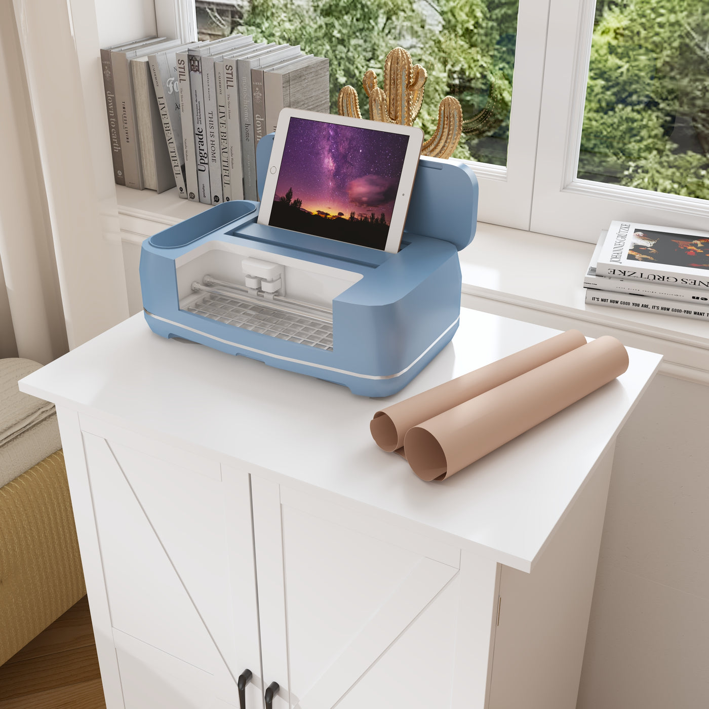 27.3" Two-Door Craft Sewing Table with 8 Baskets