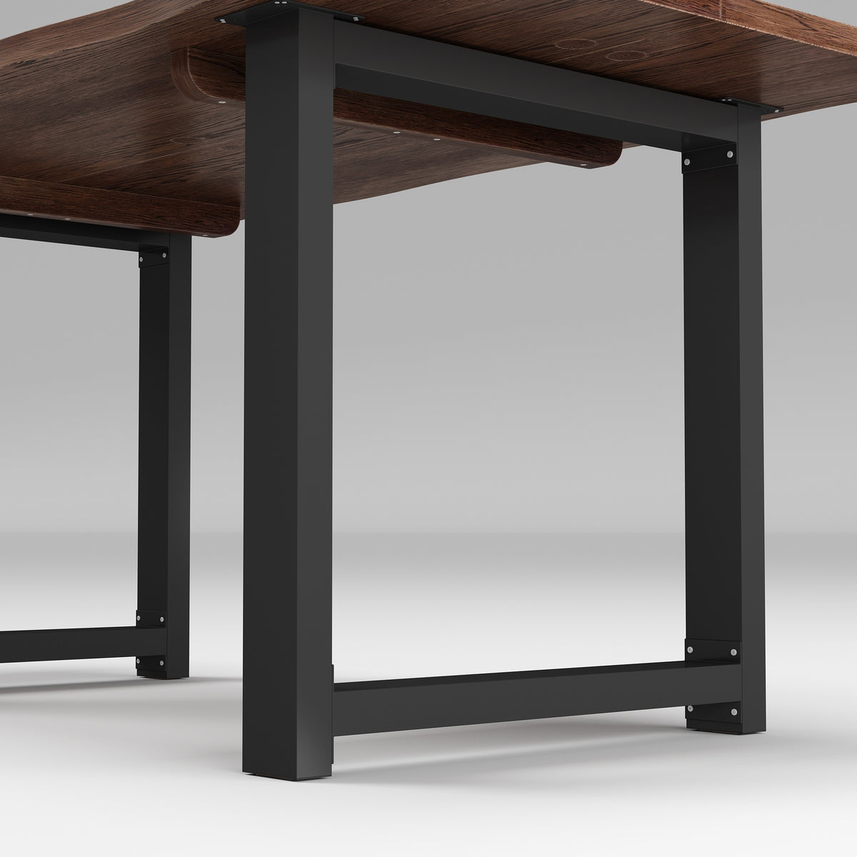 63" Walnut Writing Desk with Veneer Top, Wavy Edge and U-Shaped Metal Legs