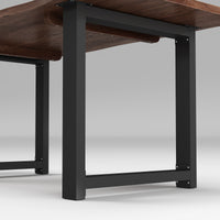 63" Walnut Writing Desk with Veneer Top, Wavy Edge and U-Shaped Metal Legs
