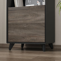 18.5" Modern Brown Tall Bookcase with 3-Color LED Lights and Glass Shelves