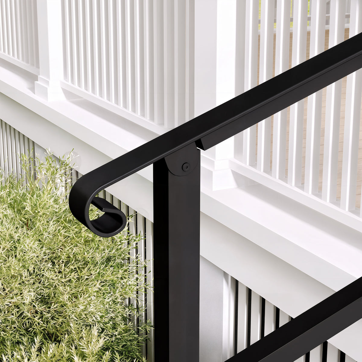 68.5" Modern Matte Black Stair Banister with Adjustable Angle