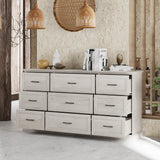 70.9" Modern White/Gray Dresser with 9 Drawers