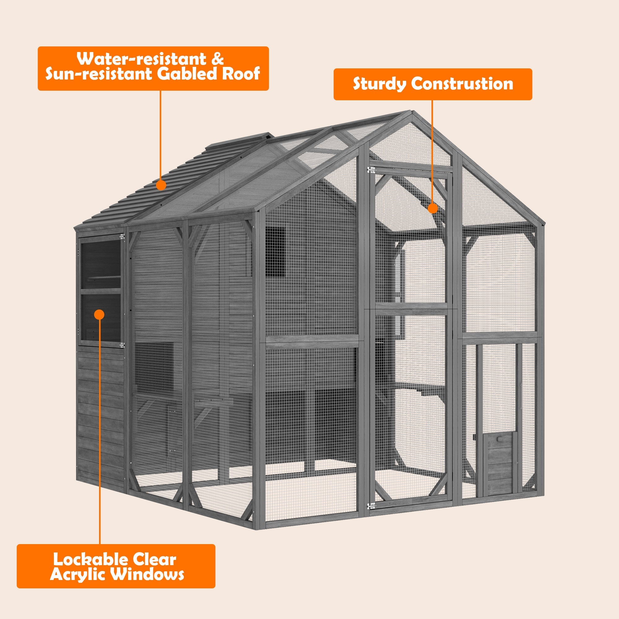 Large Outdoor Cat Enclosure with Cover and Multi-Level Design