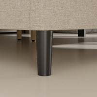 62.6" Modern Beige Platform Bed with Upholstered Headboard
