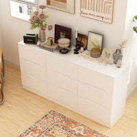 63" Elegant White 9-Drawer Dresser with Recessed Pulls