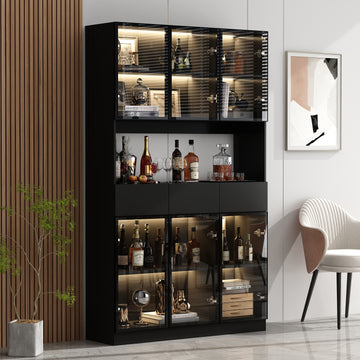 FUFU&GAGA 70.9 in. H Storage Cabinet Display Cabinet With Tempered