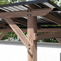 103.4" Natural Cedar Grill Gazebo with Hardtop Roof and Side Tables