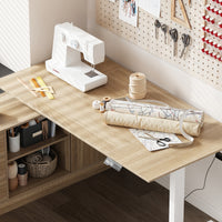 63" Modern Minimalist White Standing Desk with 3 Drawers and 2 Shelves