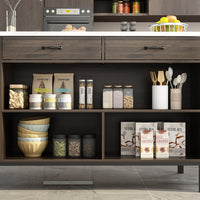 55.1" Modern Kitchen Island with 2 Drawers and Open Storage Shelves
