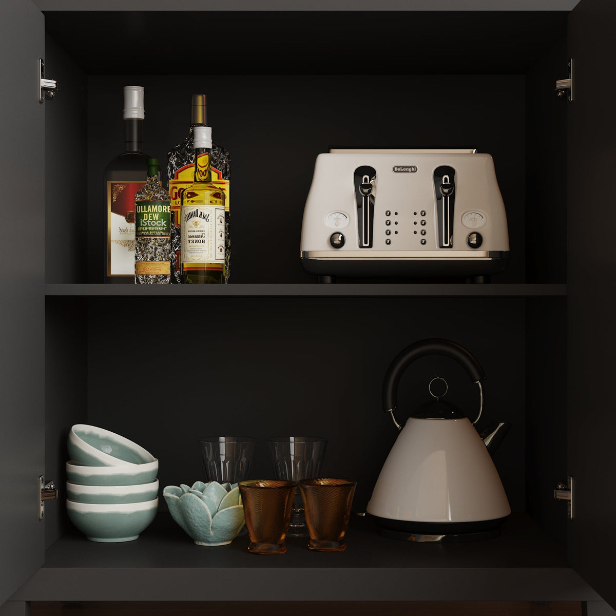 94.5" Modern Black 6-Door Storage Cabinet with Strong Storage