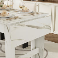 94.5" Modern White Dining Table with 2 Built-in Leaves