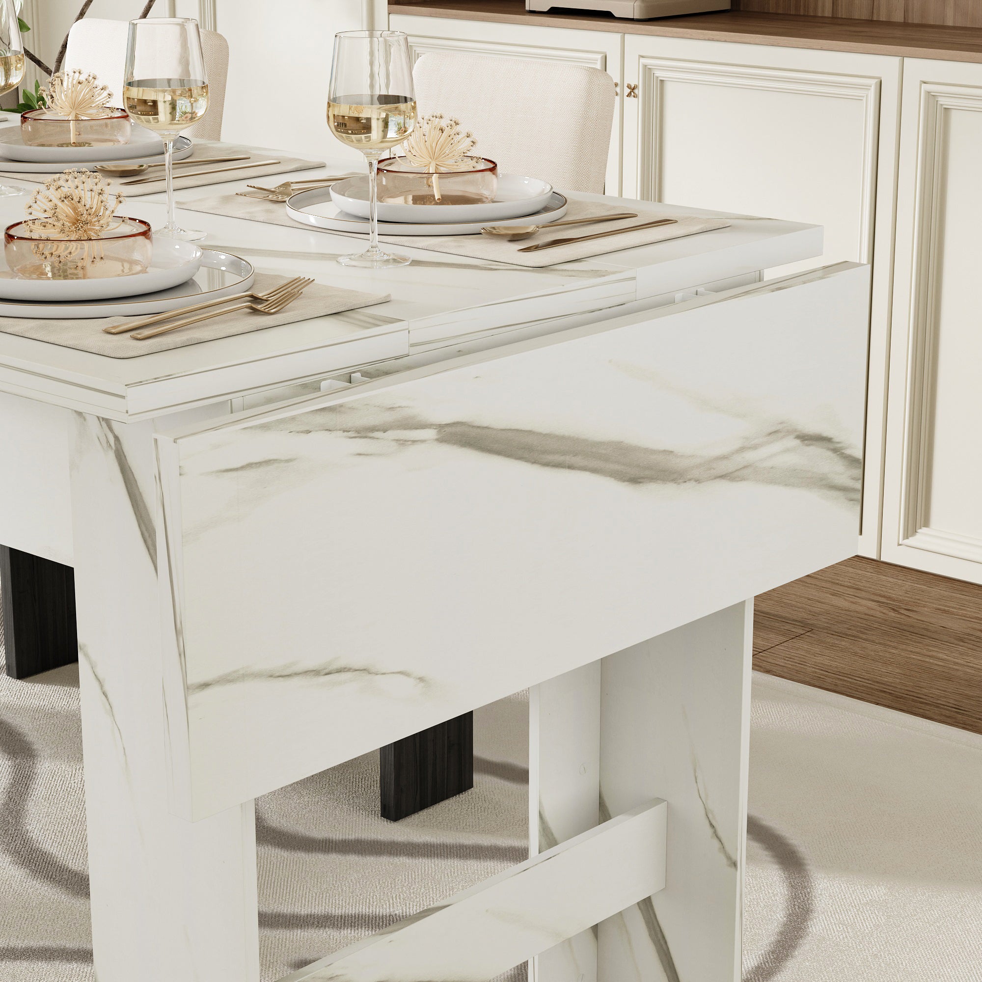 94.5"W Dining Table With Leaf