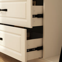 Vila 141.7" White Bookcases & Display Cabinets with 6 Drawers and Open Shelf