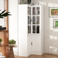 31.5" Modern White Wide Corner Home Office Cabinet