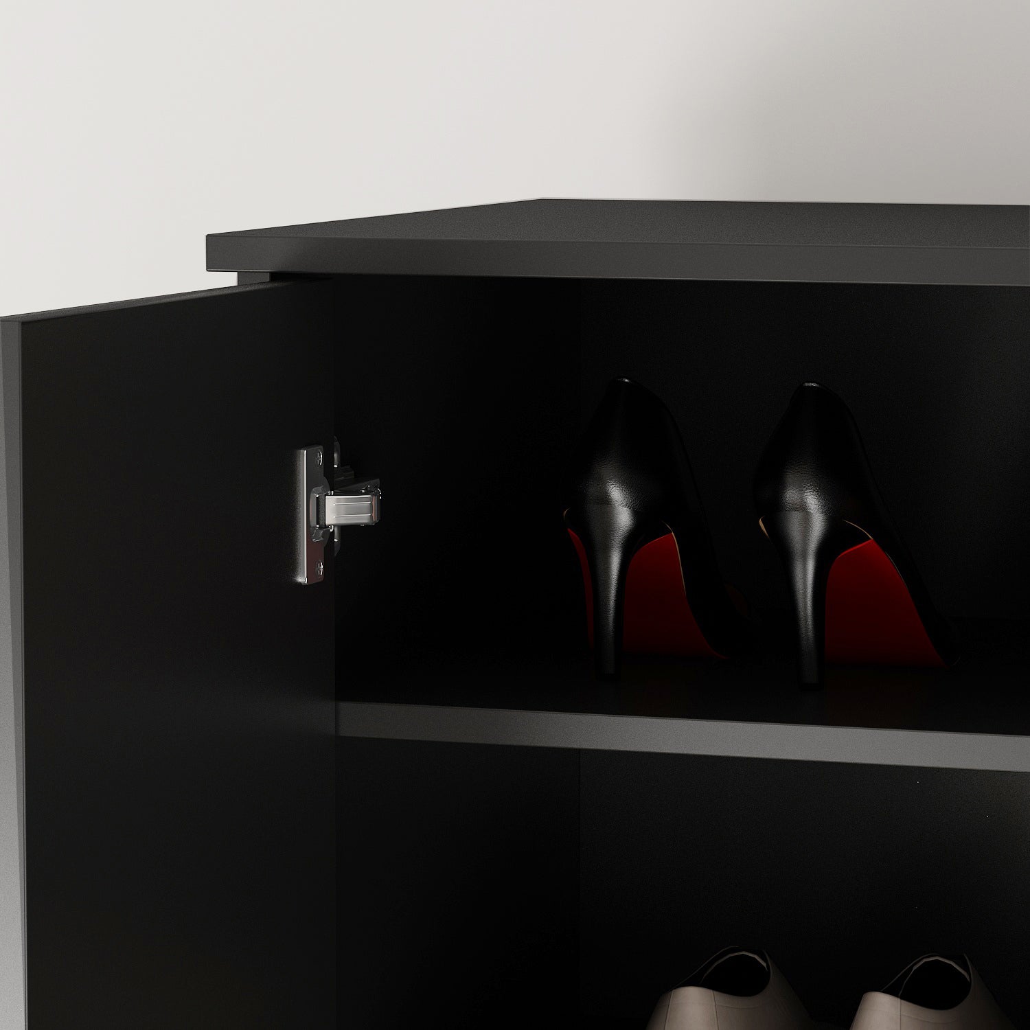 Large Shoe Cabinet with 2 Doors and Wheels 8-Tier Storage Shelves Wood Shoe Organizer Storage Cabinet