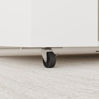 47.8" Rolling Kitchen Island Cart with Glass Top and Light