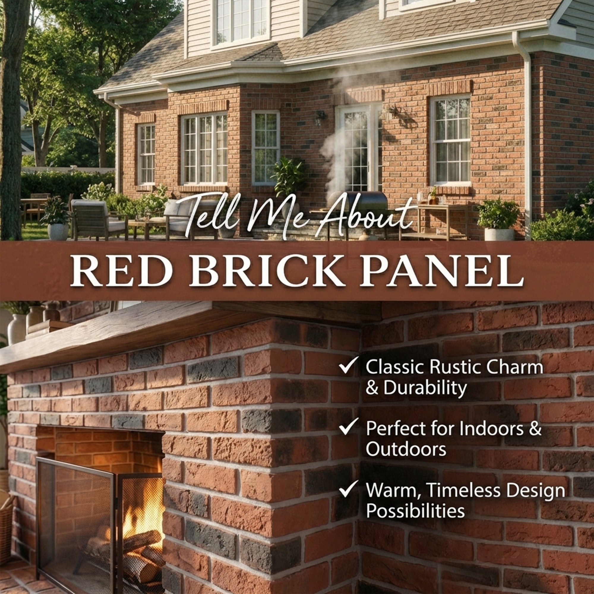 Brown 3D Artificial Brick Wall Panels Set of 18, Lightweight Foam Decor Panels for Indoor & Outdoor