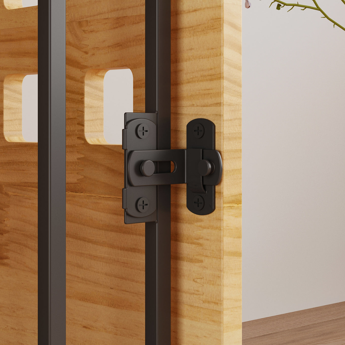 Solid Pine Wood Dog Crate with Stainless Steel Latch