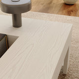 47.2 inches Modern Minimalist White Coffee Table With Groove Design