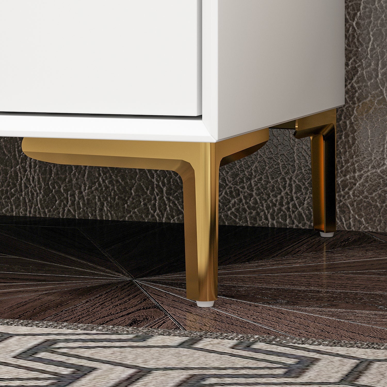 Nightstand Dresser Black End Table in Gold Metal Legs with 3 Drawers