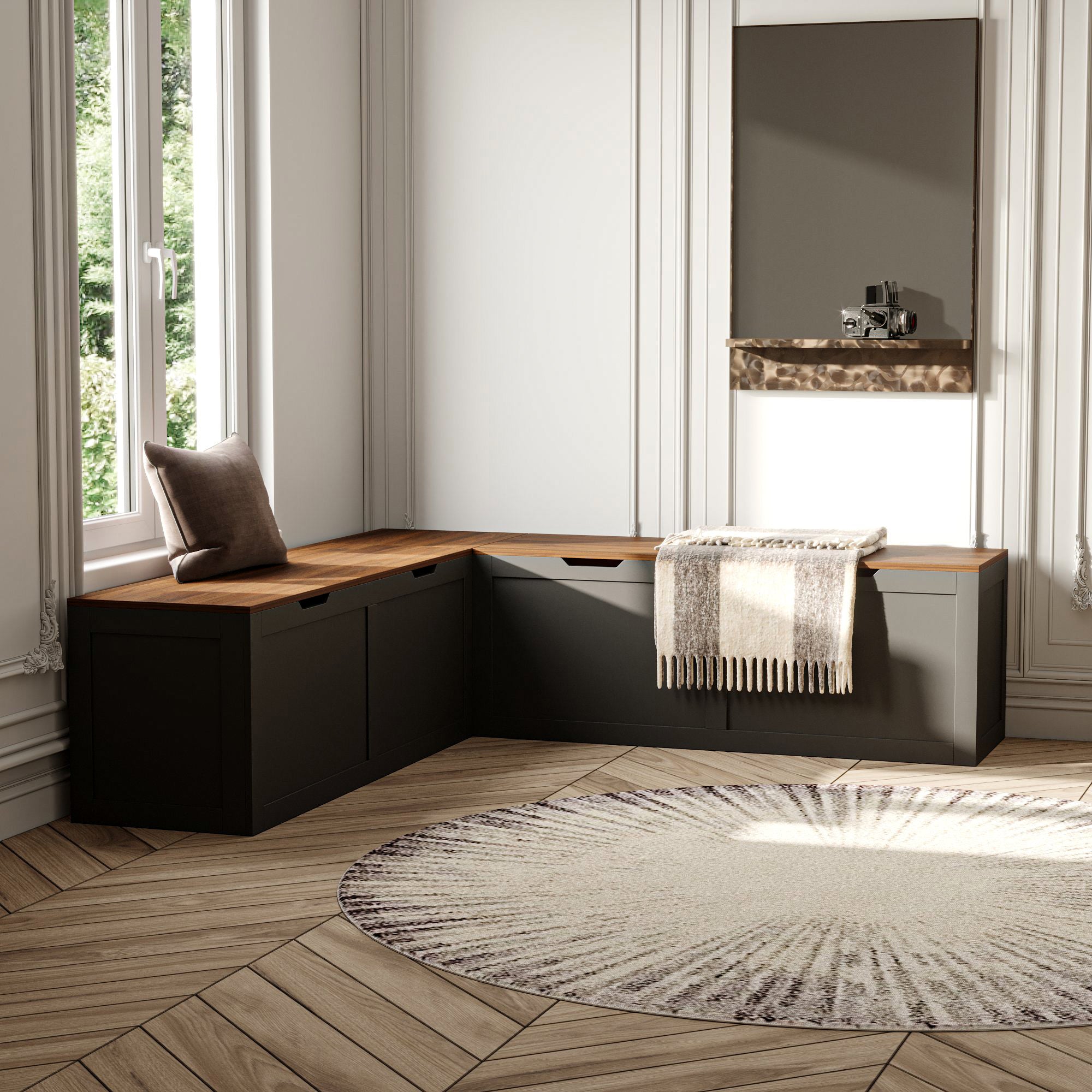 Corner Shoe Storage Bench