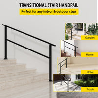68.5" Minimalist Satin Black Stair Banister with Adjustable Angle