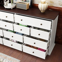 61" Transitional White Rectangular Dresser With 12 Drawers