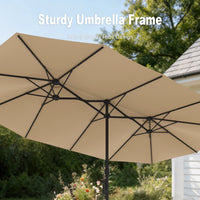 118" Double-Sided Patio Umbrella with Misting System  and Base