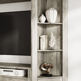 100 inch Modern Gray Entertainment Center with Storage Cabinets and Open Shelves