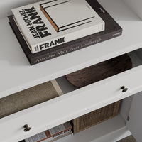 102.4" White 6‑Tier Open Bookcase Storage Cabinet with 3 Drawers & 6 Closed Base Doors