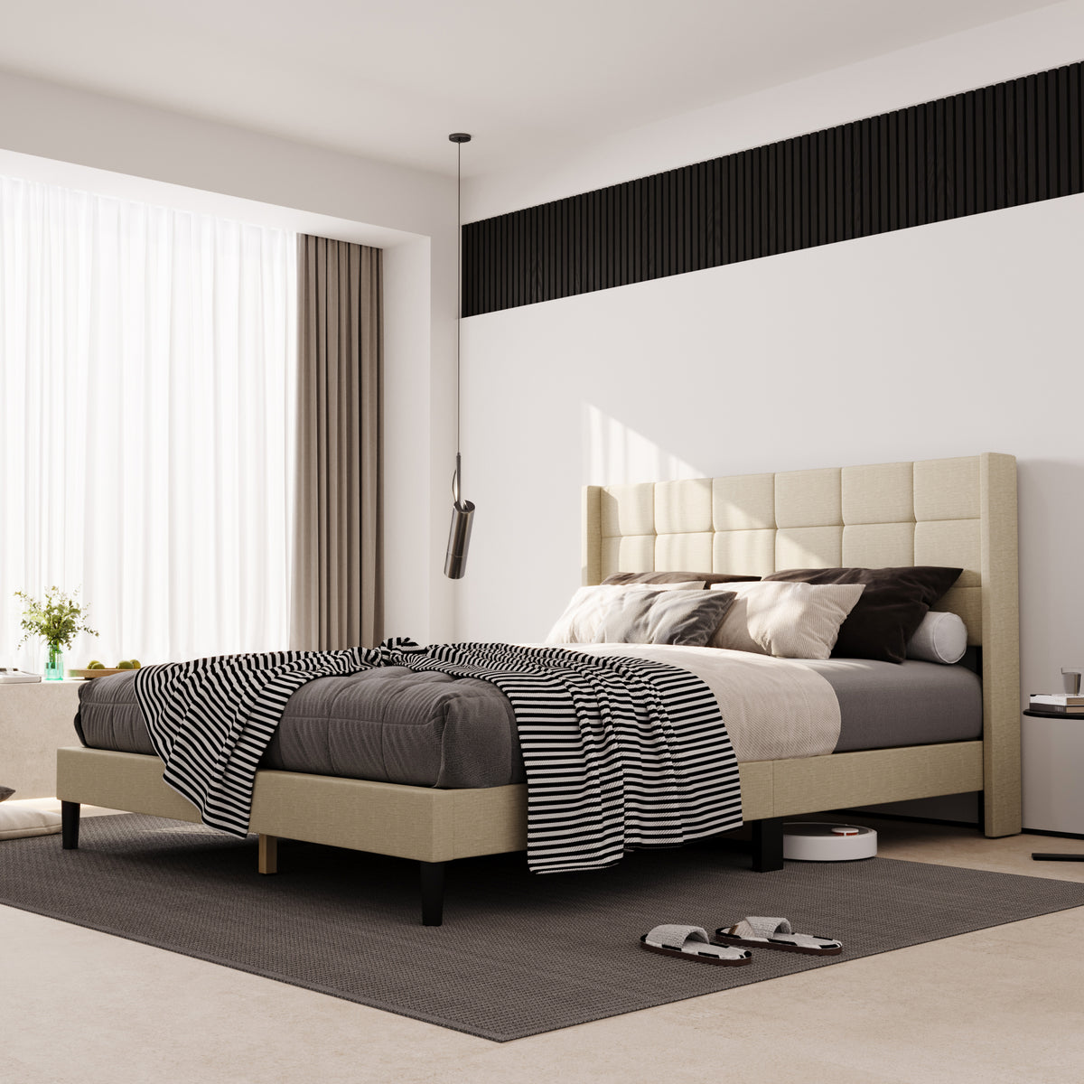 Low Profile Platform Bed With Modern Design, view 3