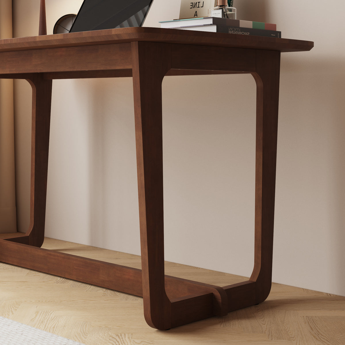 51.2" Minimalist Solid Wood Writing Desk with Rounded Corners