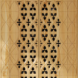Wooden panel with intricate black geometric pattern
