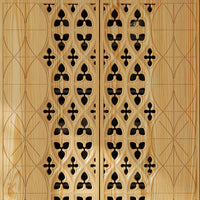 Wooden panel with intricate black geometric pattern