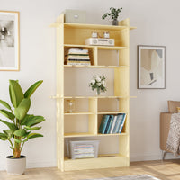 30.7" Modern Wood 6-Tier Wood Bookcase with Open Shelves
