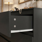 63 inches Modern Minimalist White/Black Wide Buffet Cabinet Triple Dresser Storage Sideboard with 9 Drawers