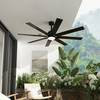 31" Modern Dark Brown Ceiling Fan with Dual-Tone Blades and 3-Color LED Light