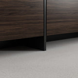 95.7 inches Modern Rustic Dark Brown Entertainment Center with 4 Pull-Down Doors