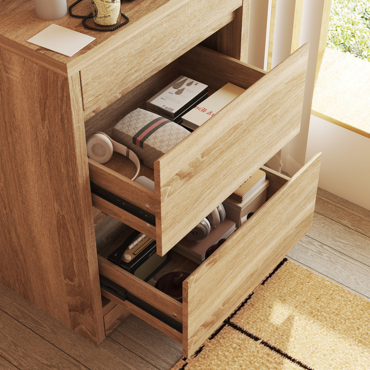 17.7 inch Smart Wood Nightstand with Hidden Gun Drawer & RFID Lock